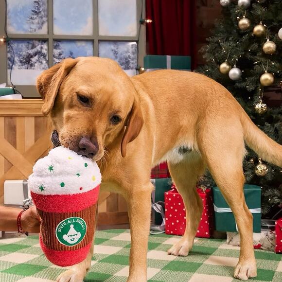 Bark NWT Holiday Santa’s Workchomp Jumbo Jingle Latte Dog Plush Toy‎ Size Large - Picture 2 of 5